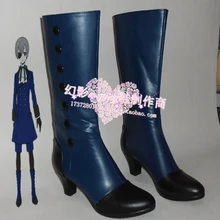 Черный Батлер ciel синие туфли на высоком каблуке ботфорты Косплэй Обувь Сапоги и ботинки для девочек на заказ