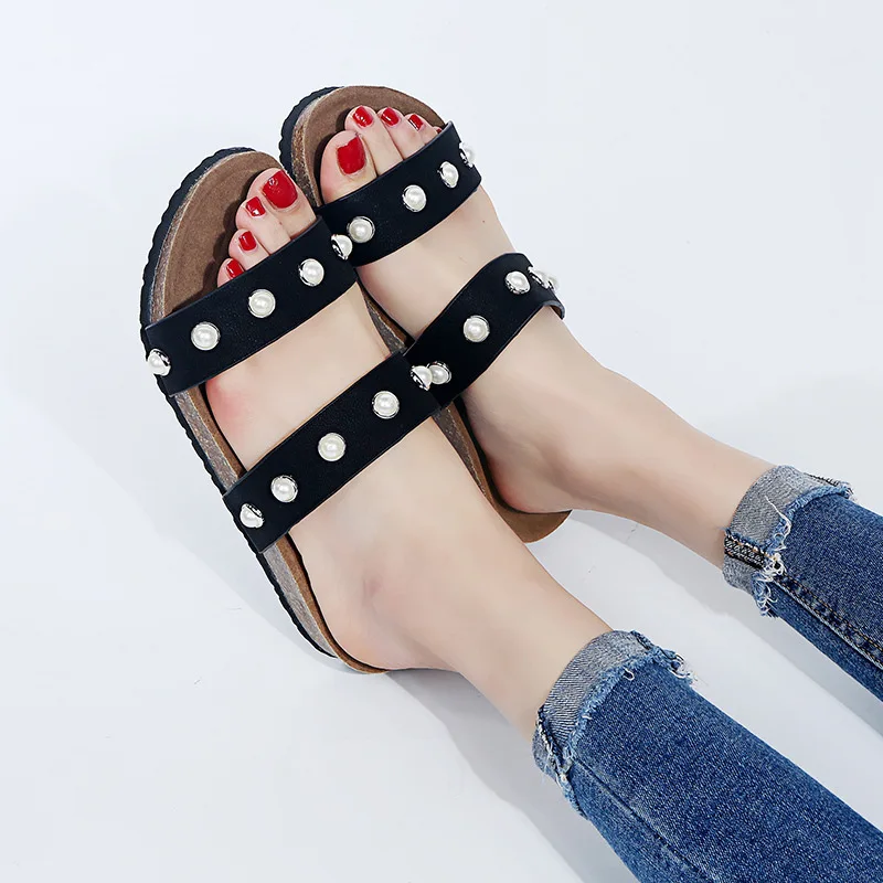 Женские пляжные шлепанцы на плоской подошве Zapatos De Mujer домашние Новинка лета