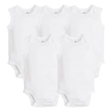 Body blanc pour nouveau-né, 2016 coton, 5 pièces/lot, vêtements d'été sans manches pour bébé garçon et fille, combinaisons pour enfants, 100%