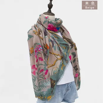 

Hot sale new viscose print colorfull flowers leaf bird women scarf/scarves fashion shawls bandana warps 10pcs/lot free shipping