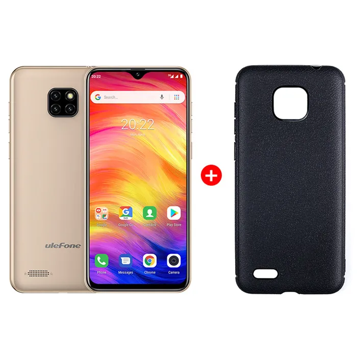 Ulefone Note 7, смартфон, 6,1 дюймов, 19:9, экран капли воды, четырехъядерный мобильный телефон, 1 Гб+ 16 Гб rom, мобильный телефон, Android 9,0, три камеры - Цвет: Gold Add Case