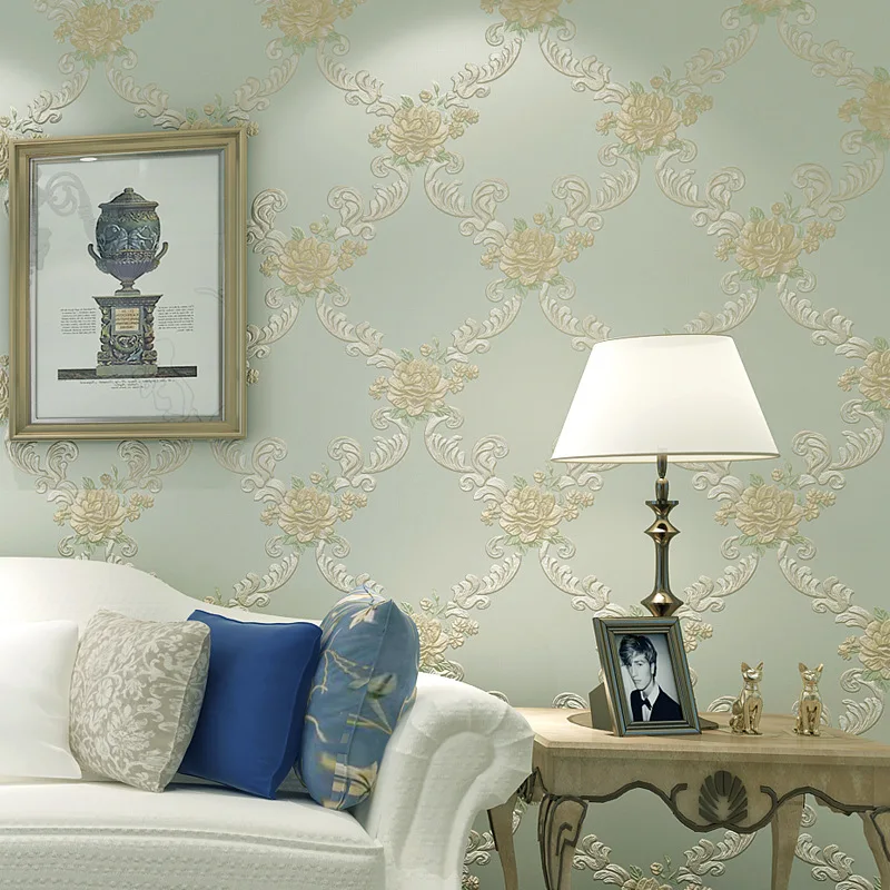 

Romantic Pastoral Nonwoven Wallpaper 3D Embossed Wallpaper Warm Bedroom Living Room Television Background Thickening