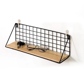 

Wall Rack Iron Flower Vase Holder Multi-use Wooden & Iron Wall Sundries Holder Wall Shelf Storage Basket House Home Decor