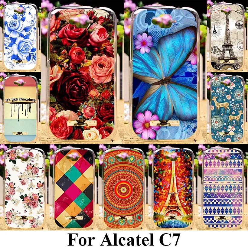 

AKABEILA Soft TPU Phone Cases For Alcatel OneTouch Pop C7 7040D/7041D/7040E 7040A/7040F/7041X J720 Covers Rose Flower Bags