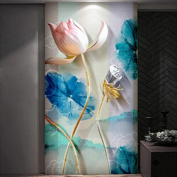 

Lotus Entrance Vertical Hall Living Room Modern Chinese Point Diamond Embroidery