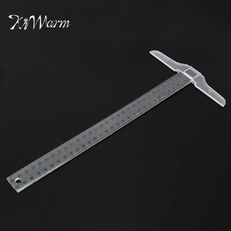 

KiWarm 12" 30cm Plastic T Shape Ruler Clear Transparent Measurements Straight Ruler Measure Tool for Art Drawing DIY Craft