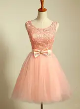 Fantastische sweet kurze cocktailkleider mit scoop tank spitze boeknot lace up aushöhlen zurück ärmel hot homecoming kleider
