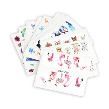 15 шт./упак. смешанные арт, наклейки для ногтей Летняя слайдер Фламинго сова цветок с изображениями животных воды маникюрные Типсы Наклейки для маникюра