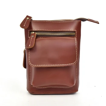 

Luufan Waist Bag Convenient Outdoor Activities Shopping Party with removable Strap Soft Real Leather Durable Small Brown