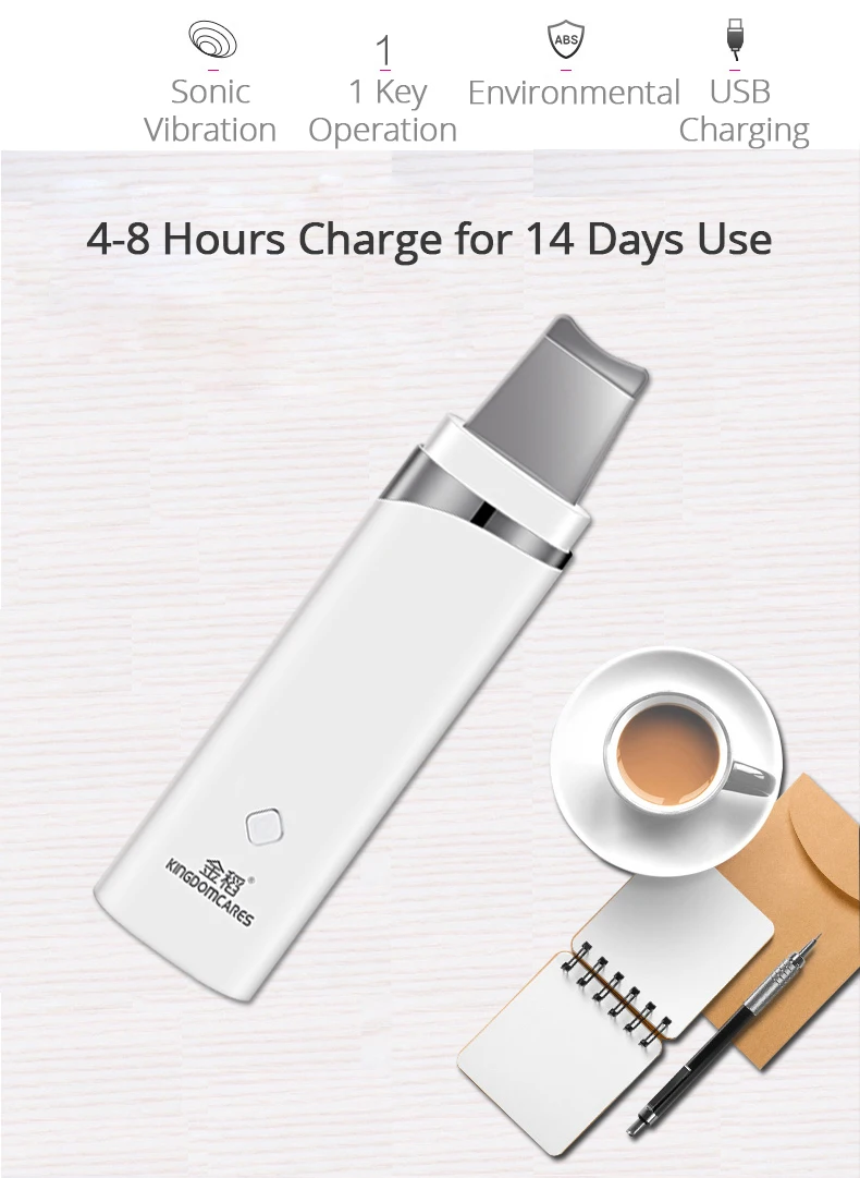 Purificador da Pele Ultra-sônico Nutrição Importor Rosto Poros Limpador Cravo Acne Remoção Esfoliante Máquina Facial Massageador 18 Utensílios de cuidado facial