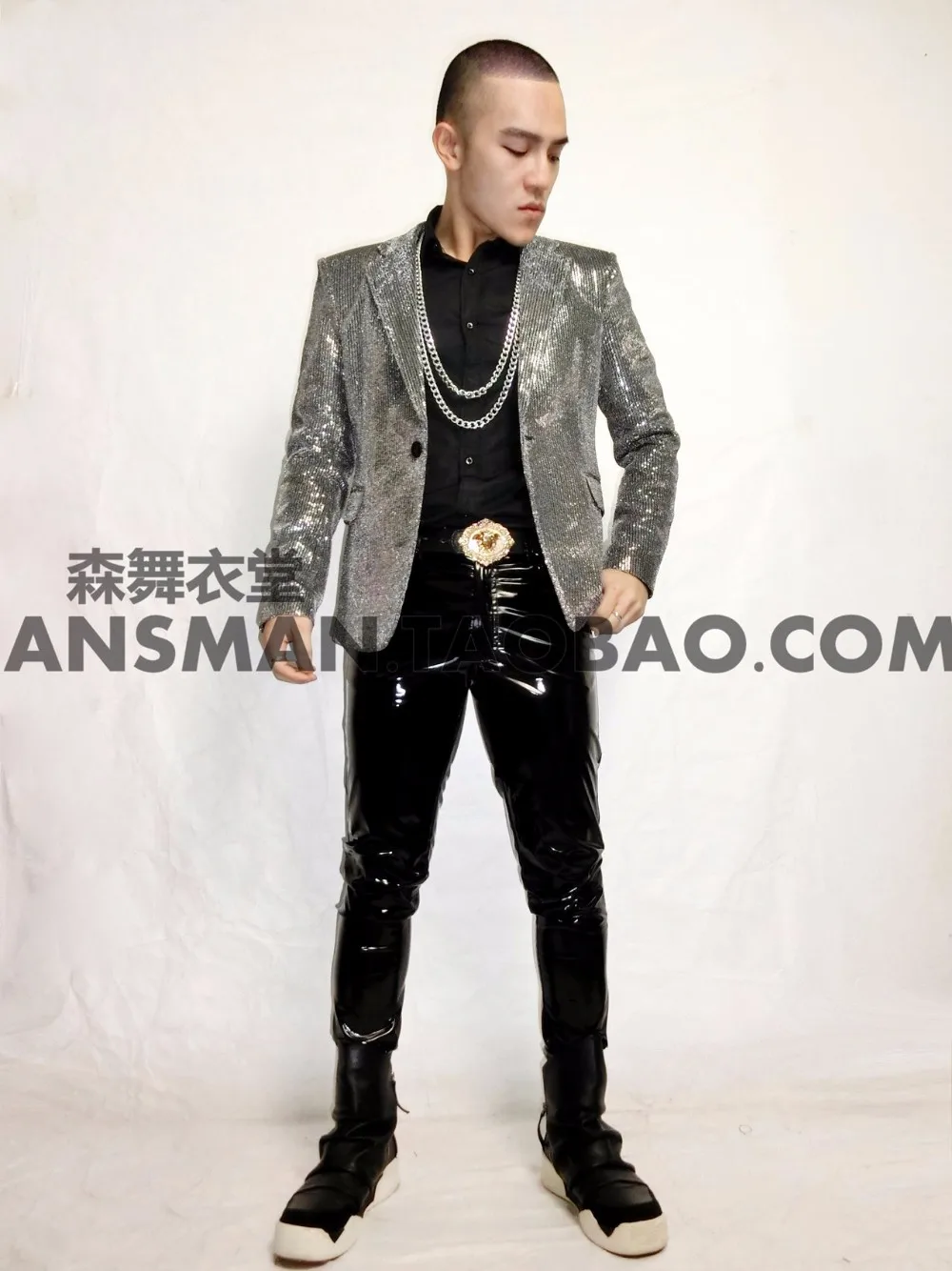

New Fashion male Spring Slim Sequins Suit Blazers for singer dancer stage performance wear
