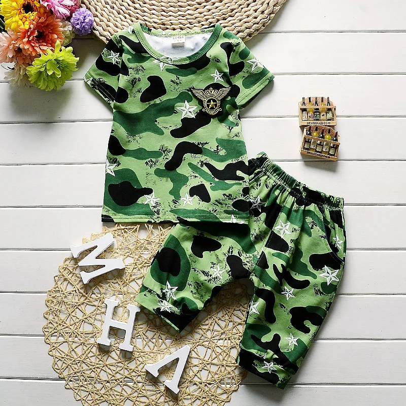 

IENENS 2PC Kids Baby Boys Clothes Clothing Sets Infant Boy T-shirt + Shorts Outfits Suits Child Camouflage Outfit Set Tracksuits