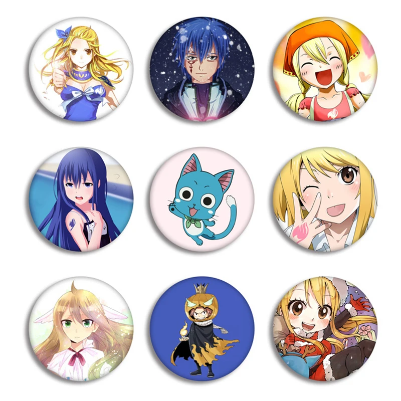 

Anime Fairy Tail Cosplay Badge Cartoon Natsu Lucy Brooch Pins Jewelry Collection Graduation Gift Bags Clothes Decoration