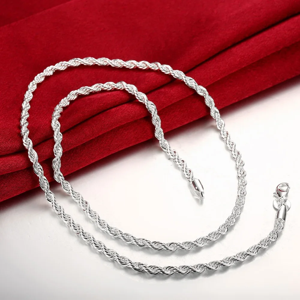 Trendy 925 Silver necklaces Charm Twisted Necklaces Chains For Men