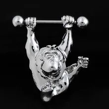 Xuben 2pc surgical steel animal monkey shape nipple ring shield barbell ring body piercing jewelry