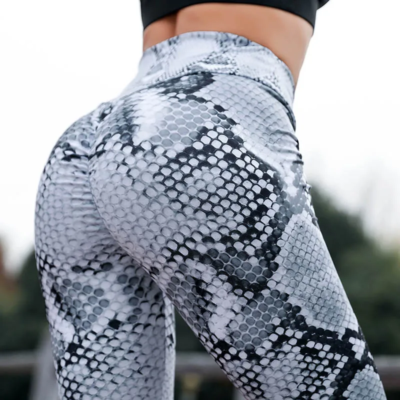 

FDBRO New High Waist Seamless Snake Print Yoga Pants Sports Leggings For Women's Workout Slim Gym Fitness Push Up Running Tights