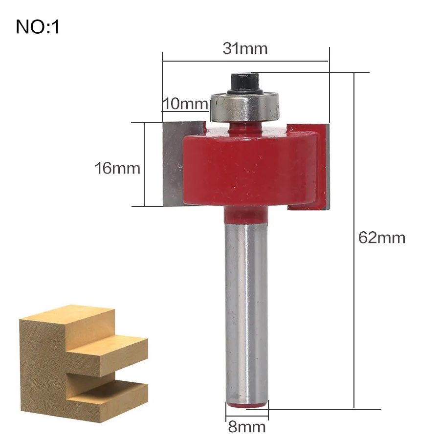 1 шт. 8 мм хвостовик древесины фрезы прямой концевой фрезы триммер очистки заподлицо отделка угловая круглая бухта коробка биты инструменты фрезерные Cutte - Длина режущей кромки: NO1