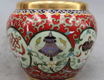 

5" Marked Chinese Dynasty Cloisonne Bronze 8 treasure Flower Bottle Vase Pot