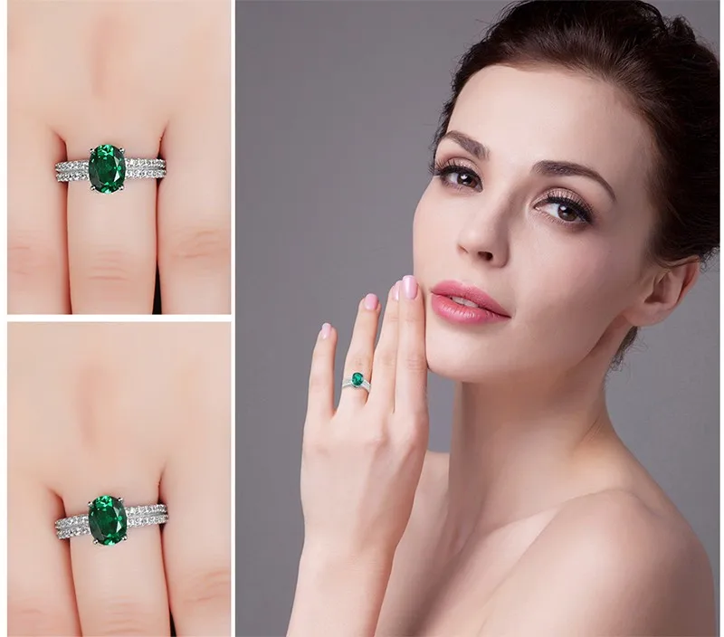 Jewelrypalace bornstone 2.2ct Nano России имитации Изумрудный Обручение Юбилей кольцо для женщины Настоящее стерлингового серебра 925