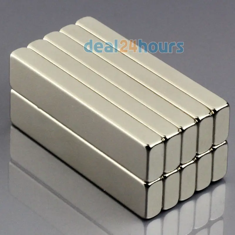 OMO 10pcs N50 Super Strong Block Cuboid Neodymium 50 x 10 x 5mm Rare Earth