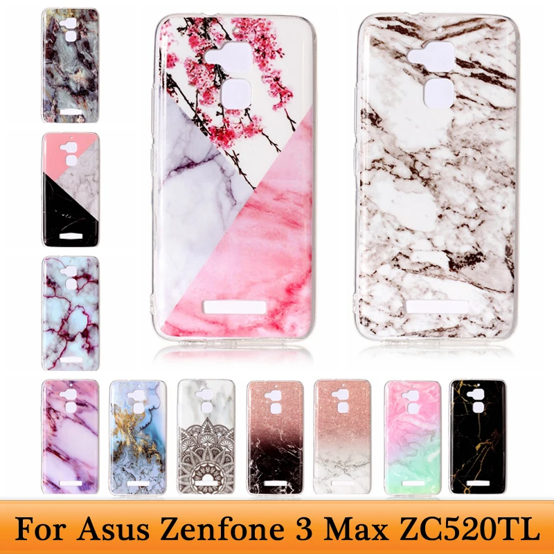 

For Asus Zenfone 3 Max ZC520TL ZC 520TL ZC520 TL 5.2" Case Soft TPU Marble Stone Back Cover For Asus ZC520T Case 3 Max ZC520TL