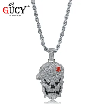 

GUCY Hip Hop Skeleton Pendant Necklace All Iced out Micro Pave Cubic Zircon Stones With 2.5MM Tennis Chain Men's Charm Pendants