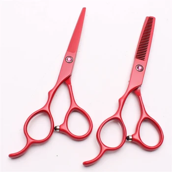 

Left-Hand 6.0" 17.5cm Engraving Logo Red Professional Hairdressing Scissors Cutting Scissors Thinning Shears Beauty Tools C8001
