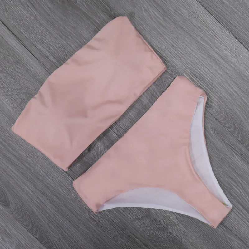 High Leg Bandeau bikini set Swimwear female two pieces swimsuit High Waist Bikini Women Bathing Suit biquini