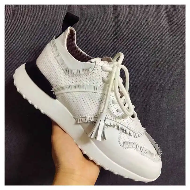 

Fringed Lace Design Thick Soled Sneaker Flat Shoes Women Trainers Casual Creepers Platform Shoes Breathable Flats Tenis Feminino