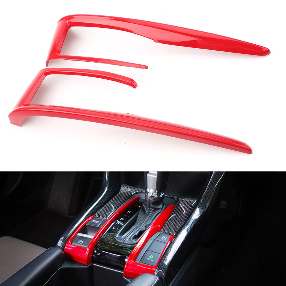 

Interior Gear Shift Frame Covers Trim For Honda Civic 10th Generation 2016 2017 2018 Auto Car Red ABS Plastic Accessories 2PCS
