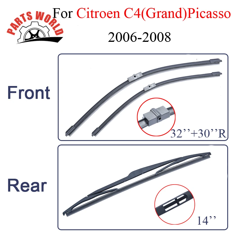 Bilah Pengelap depan dan belakang untuk Citroen C4 (Grand) Picasso 2006 2007 2008 Cermin depan Aksesori Kereta Wiper