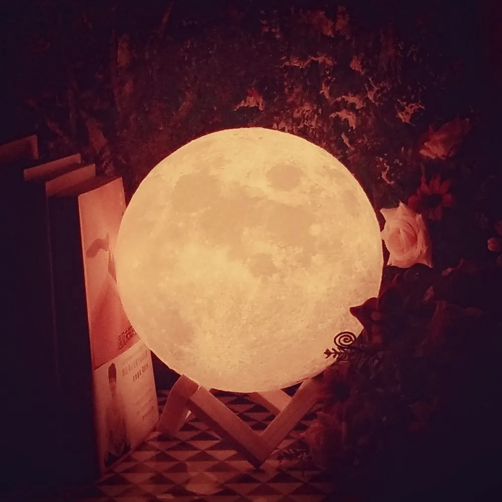 جديد الإبداعية Rchargeable 3D طباعة مصباح قمري 2 اللون تغيير اللمس التبديل نوم خزانة الجدة ضوء ديكور المنزل الإبداعية هدية