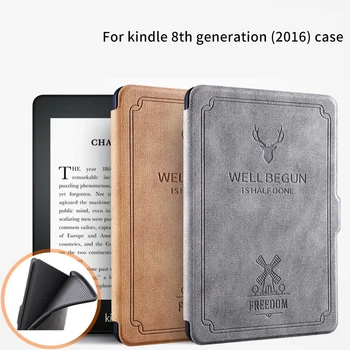 

For amazon Kindle 8 generation Case 6 Inch E-book deer pattern pu leather flip stand smart cover magnet auto sleep wake up
