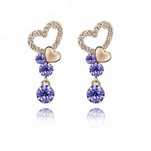 Классические Золотые серьги в форме сердца для женщин, романтические длинные серьги с кристаллами и кисточками, модные серьги, высокое качество, вечерние ювелирные изделия