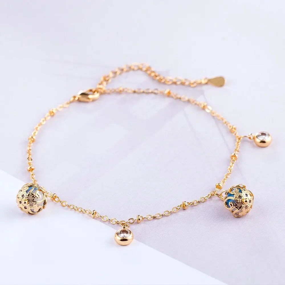 MxGxFam 21 см синий Бусины Браслеты для Для женщин золото Цвет Ювелирные изделия из кристаллов Аллергия