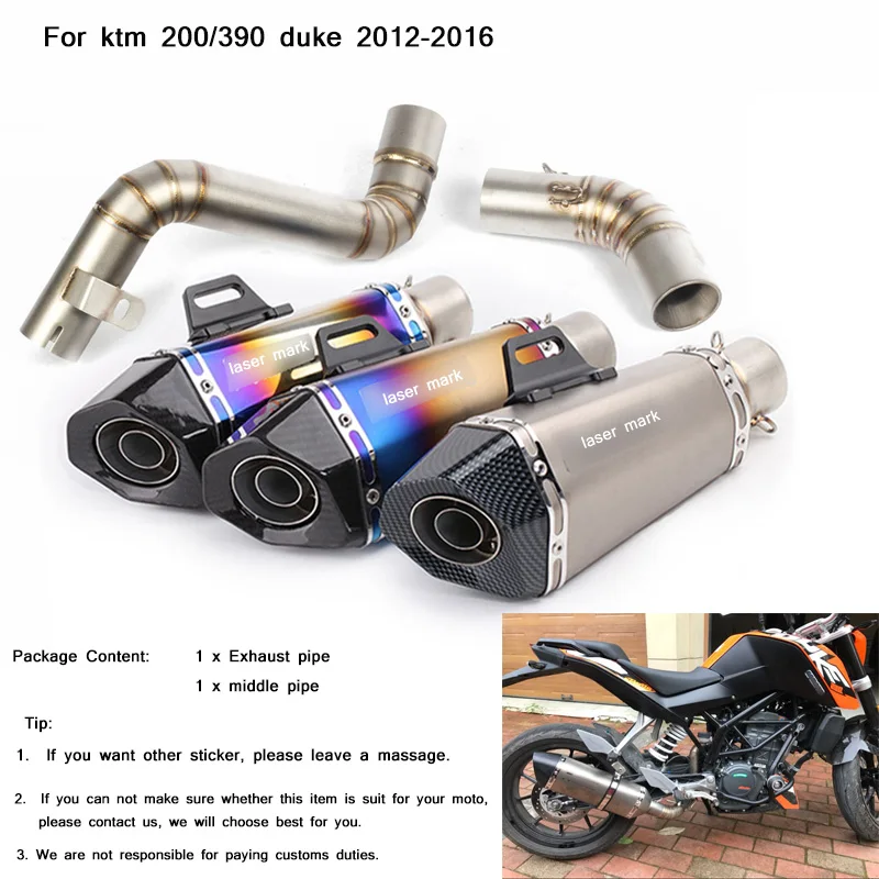 

Motorcycle Middle Connecting Pipe With Tail Exhaust Muffler Tubes Silencer System for KTM 200/390 2012 2013 2014 2015 2016