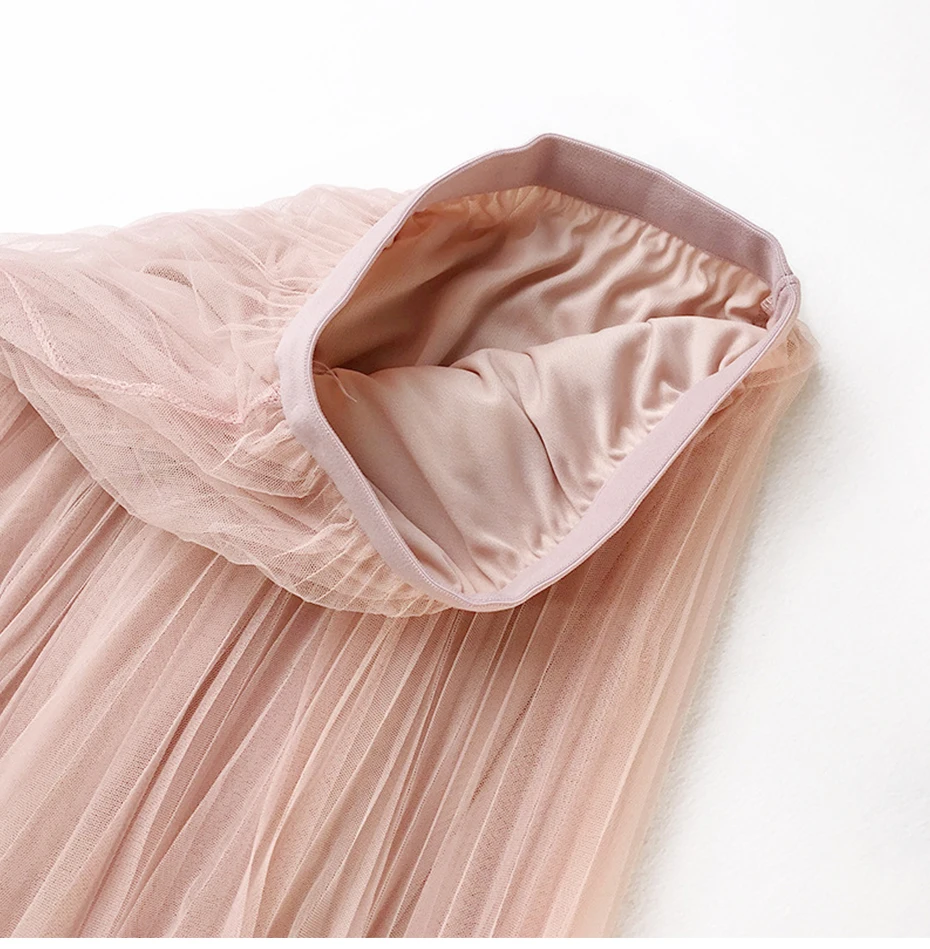TIGENA 3 слоя модная женская длинная юбка из тюля с бисером летняя Корейская Высокая талия плиссированная юбка женская розовая белая юбка