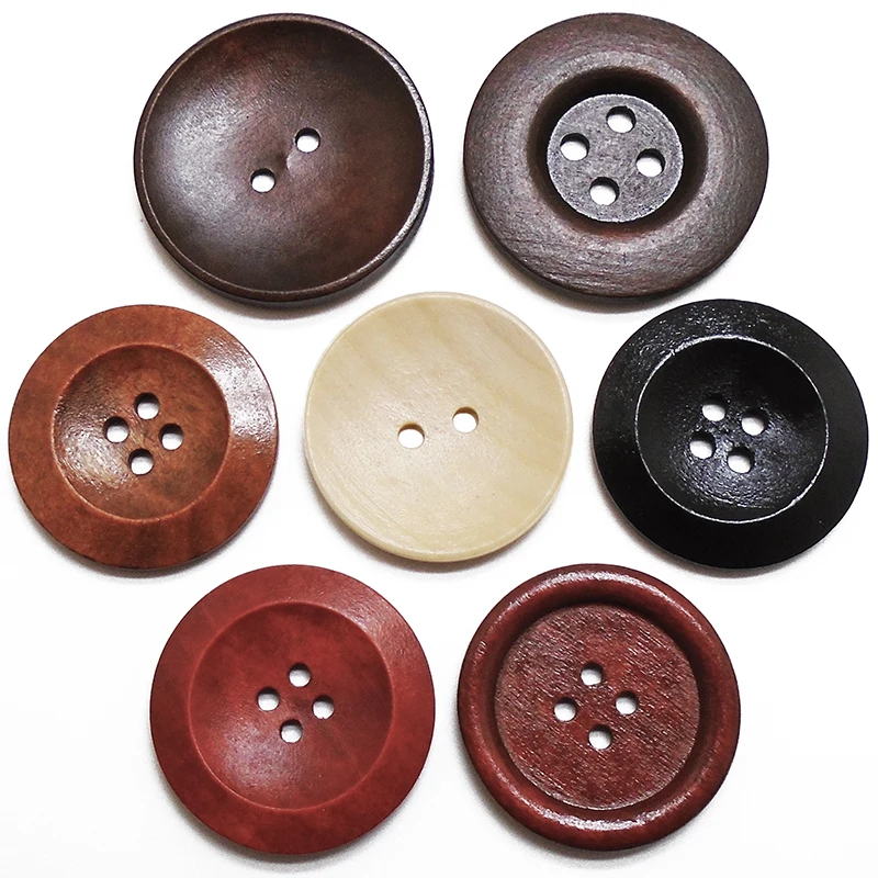 10 шт. круглые пуговицы из натурального дерева 40 мм 45 мм|wooden button 2 holes|wooden buttonswood sewing