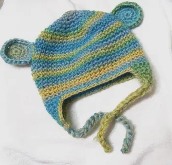 

colorful baby bear hat,ear hat made of soft cotton yarn,20pcs /lot