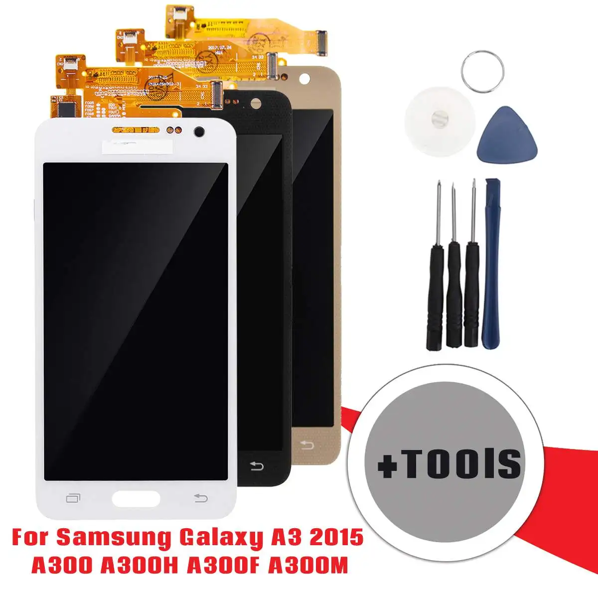 

Leory LCD Touching Screen Digitizer Assembly & Repair Tools for Samsung for Galaxy A3 2015 A300 A300H A300F with free Tools