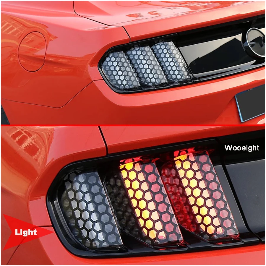 Wooeight Car Styling Rear Tail light Lamp Honeycomb Cover Decoration Stickers For Ford Mustang 2015 2016 2017 (8)