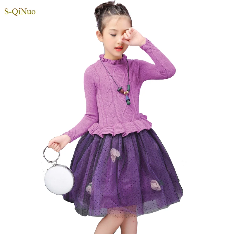 autumn kids winter dresses for girls children's ball gowns Thick Warm ...