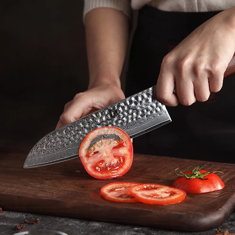 XINZUO 7 ''нож Santoku Профессиональный японский шеф-поварские ножи дамасский клинок ручной работы стальной кухонный нож палисандр ручка Кливер нож