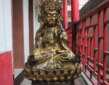 

21" Tibet Bronze Gild Avalokitesvara Kwan-Yin Bodhisattva GuanYin Buddha Statue