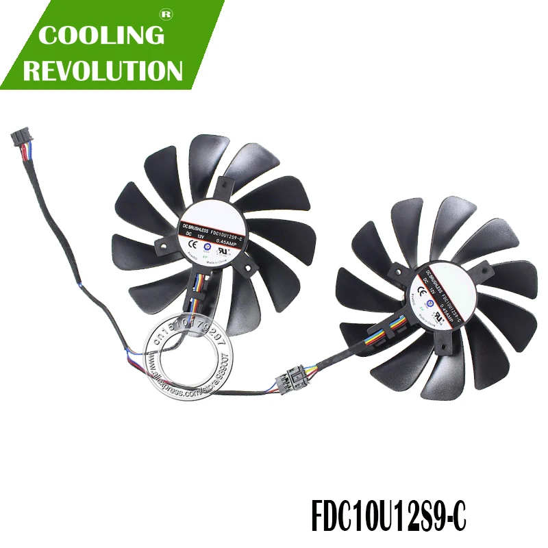 Kaufen FDC10U12S9 C DC12V 0.45AMP Durchmesser 95 MM Grafik Video Karte Kühler Fan FÜR XFX RX580 RX584 RX588 Grafikkarte Kühlung fan