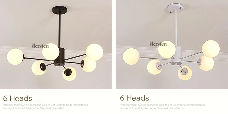 Horsten Nordic Creative Magic Bean Pendant Lights 6812 Heads Glass Ball Pendant Lamp For Living Dining Room Cafe Restaurant E27 (13)