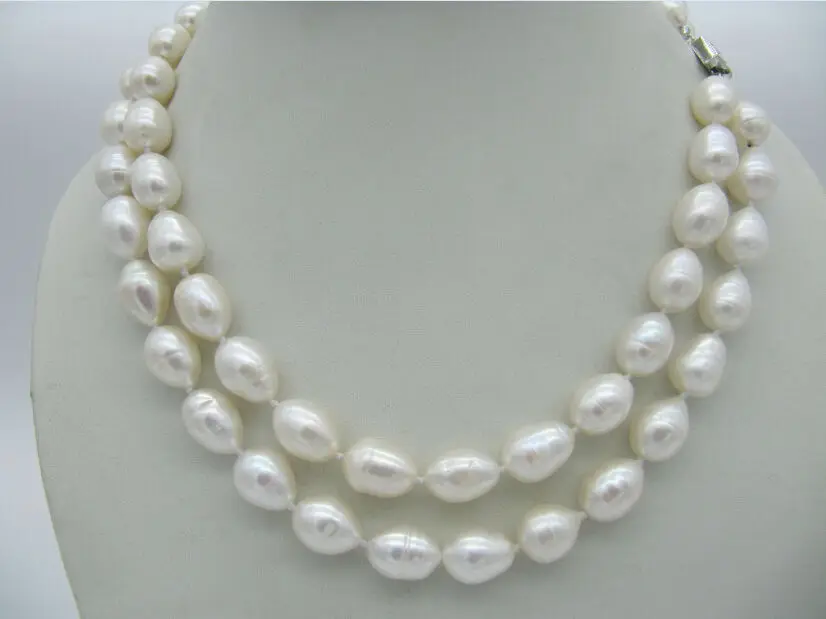 

Hot sale new Style >>>>> CHARMING 2 ROW 9-10MM AKOYA WHITE NATURAL PEARL NECKLACE 18-19 INCH