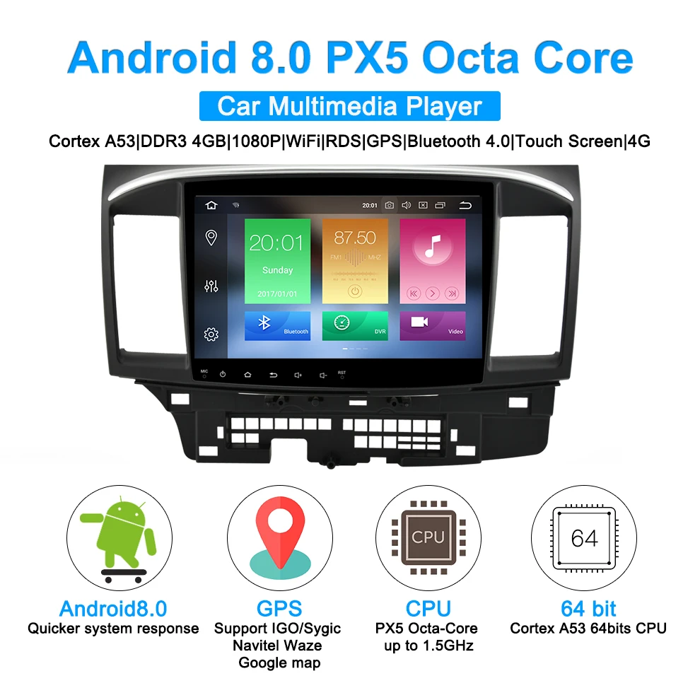 Best AUTOTOP Android 8.0 Car Multimedia Player For Mitsubishi Lancer Galant Fortis 2007-2017 Lancer EVO 10 Head Unit Car DVD GPS Navi 0
