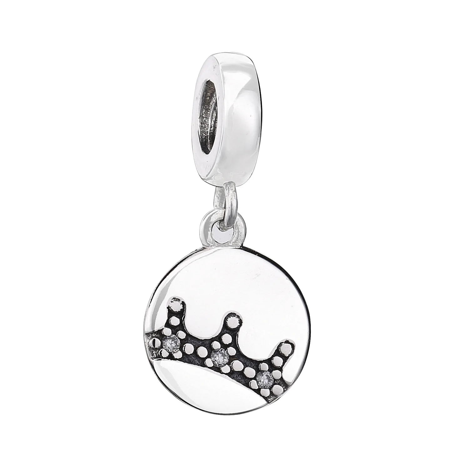 Newest 925 Sterling Silver Bead Enchanted Tiara Crown Pendant Charm