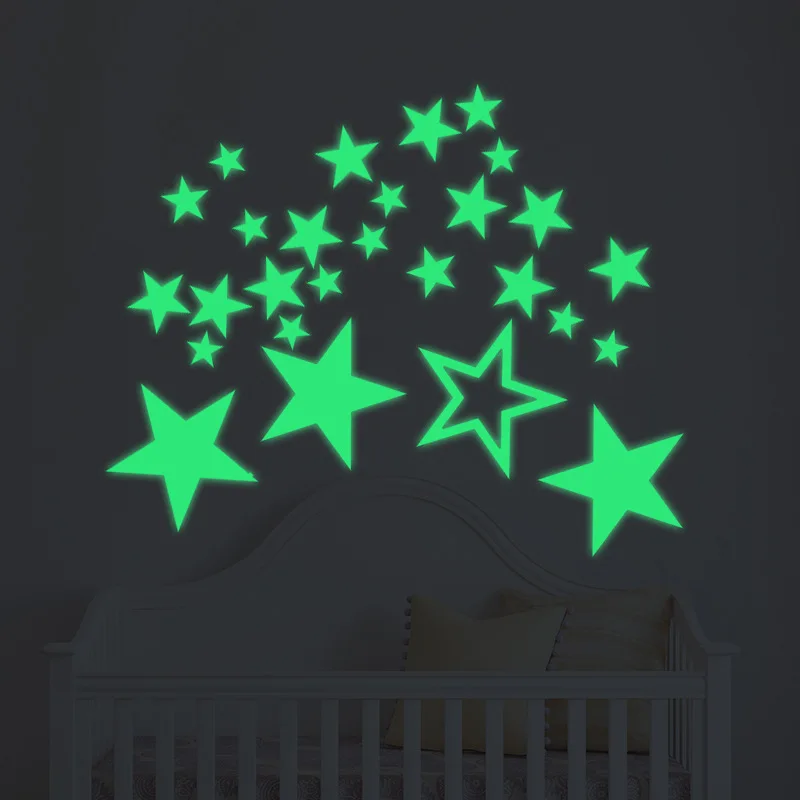 25pcs Glow Stars Kids Room Ceiling Luminous Fluorescent Wall